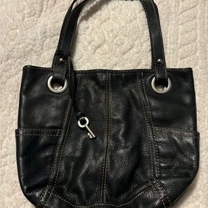 Black leather Fossil handbag